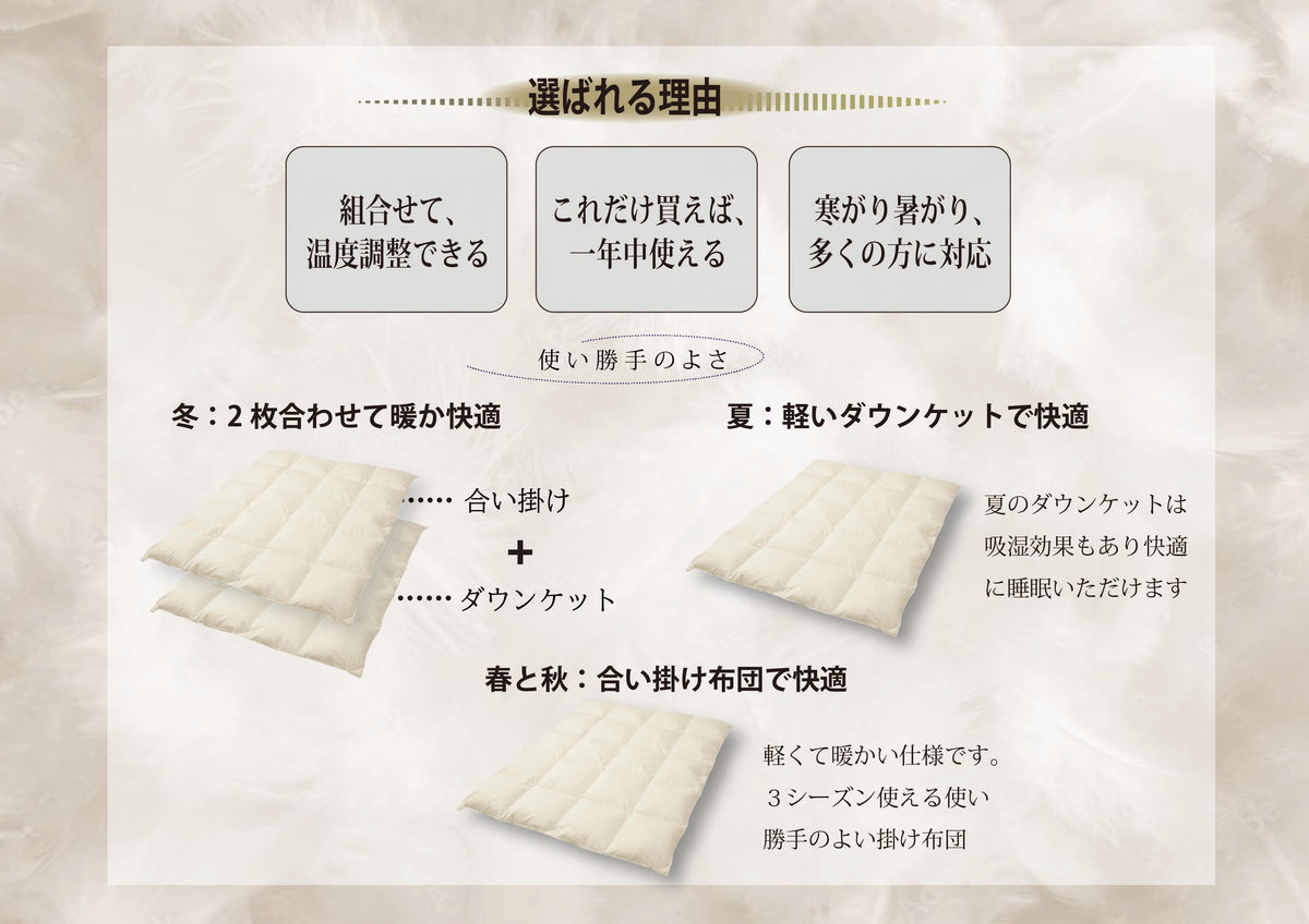 2枚合わせ羽毛ふとん〈S〉〈D〉 （ポーランド産グース使用） – 越後ふとん